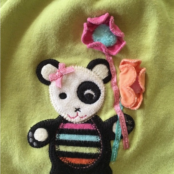 Gymboree 3 pc Imaginary Friends Panda Green Top & Black Denim Jeans & Pink Socks - Picture 3 of 10
